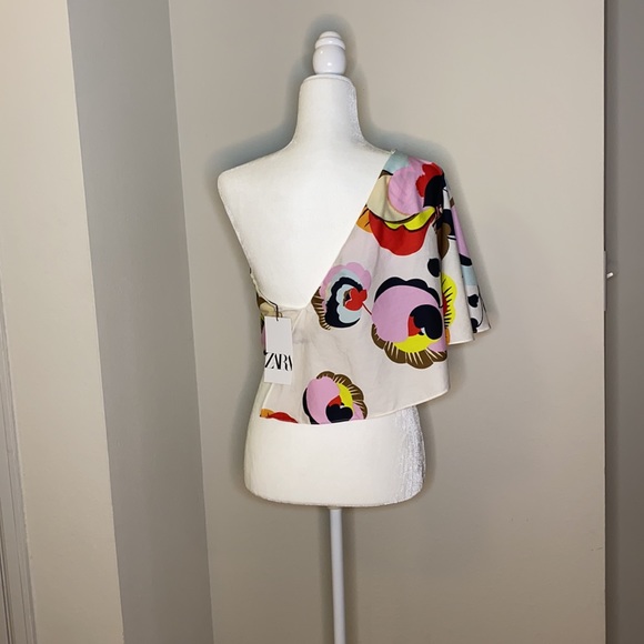 NWT ZARA PRINTED ASYMMETRICAL TOP - Picture 8 of 8